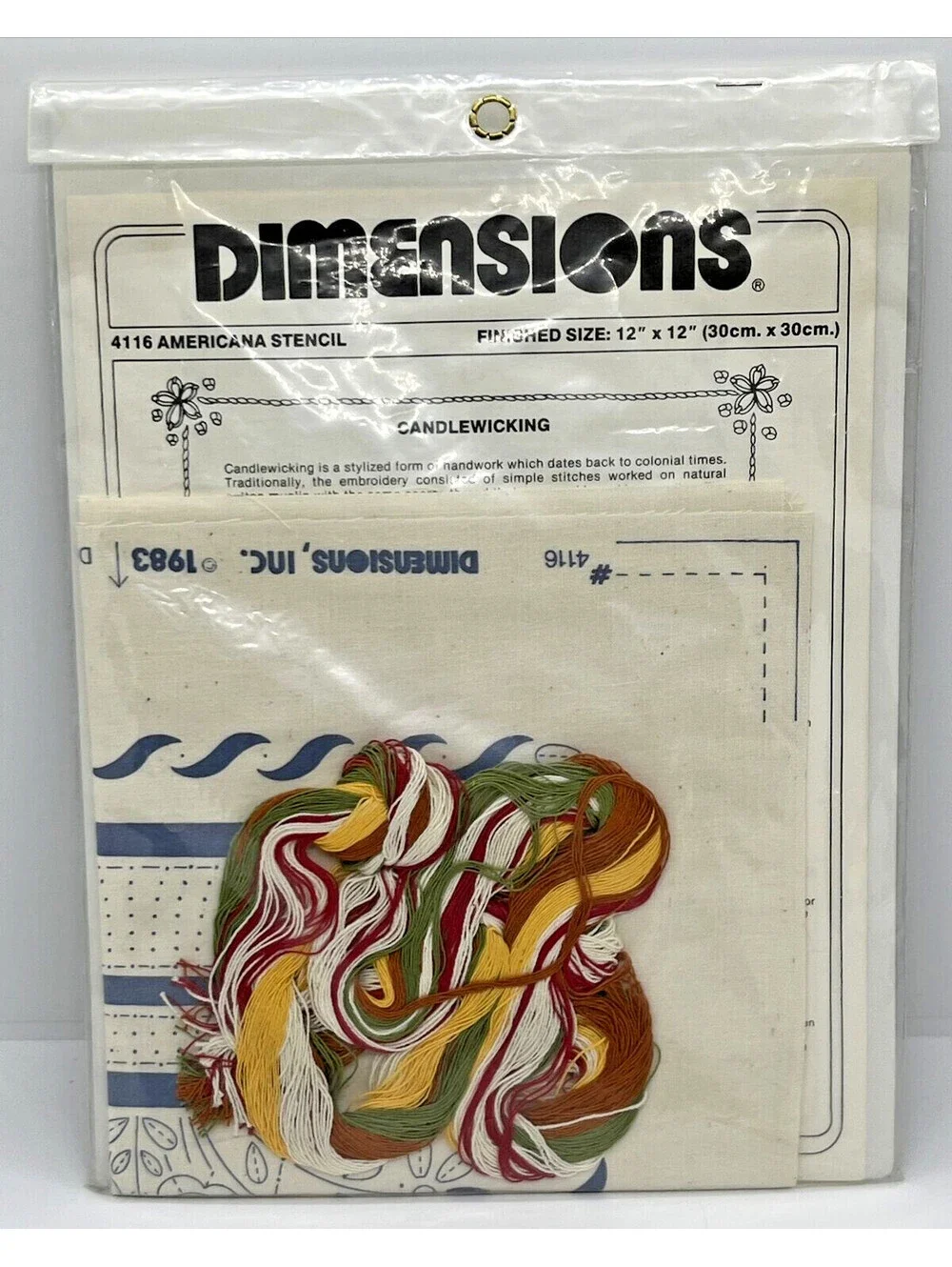 1983 Dimensions Candlewicking Kit C. Wysocki AMERICANA STENCIL #4116 Birds 12x12